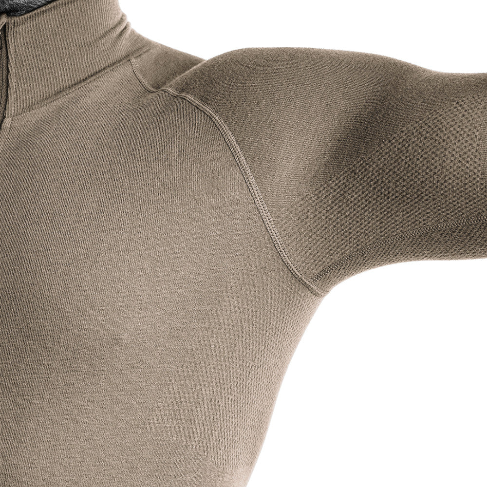 Sweat zippé laine mérinos A10 Equipment tan porté