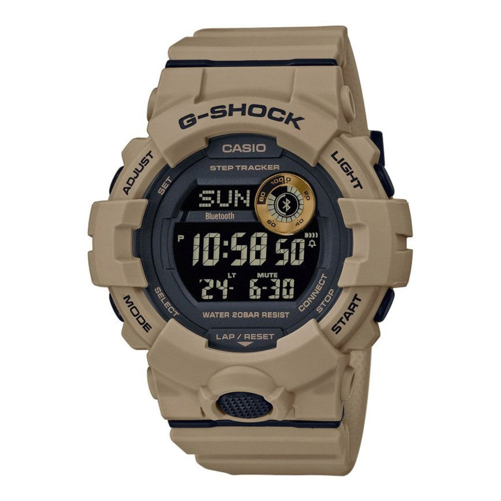 Montre connectée G-SHOCK GBD-800 de Casio en résine durable, avec cadran en verre minéral, synchronisation Bluetooth, calendrier automatique, heure universelle, chronomètre, podom