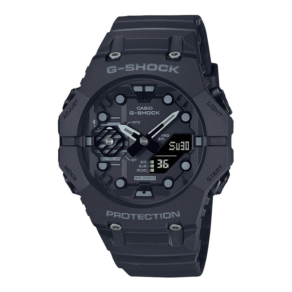 Montre G-Shock GA-B001-1AER noire Casio avec connexion Bluetooth, affichage analogique et numérique, heure universelle, alarmes, éclairage LED et étanchéité jusqu'à 20 bars