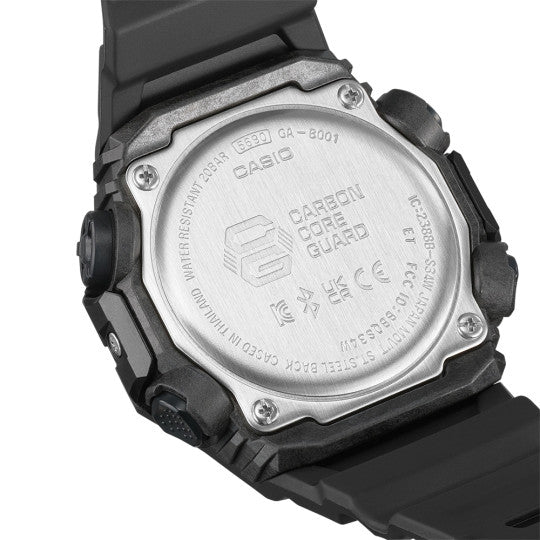 Montre G-Shock GA-B001-1AER noire de Casio, robuste et riche en fonctionnalités, synchronisable avec smartphone via Bluetooth.
