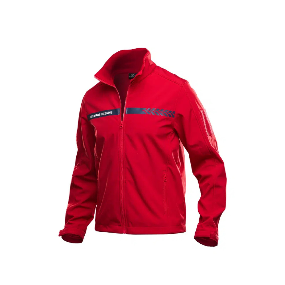 Softshell de sécurité incendie rouge GK Safetek avec bande anthracite