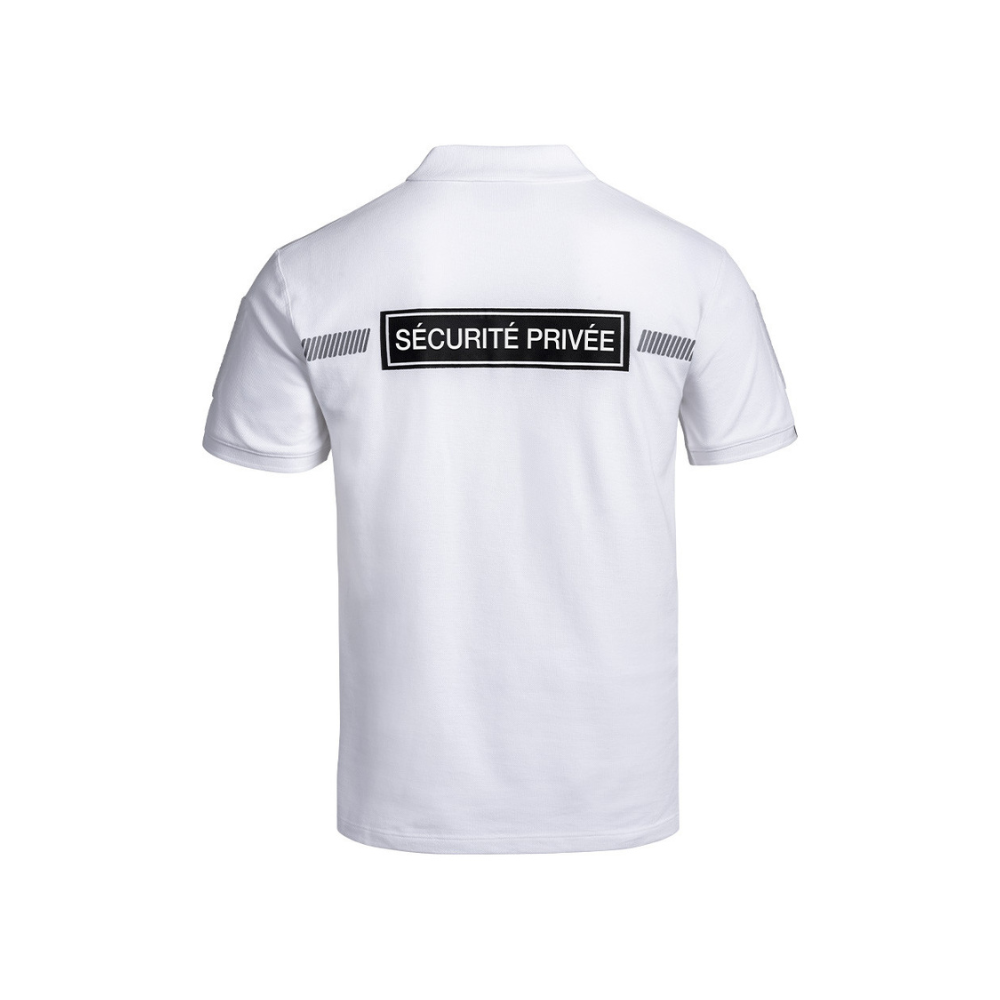 Polo blanc SÉCU-ONE pour la sécurité privée par A10 Equipment