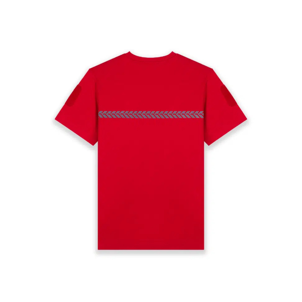 Le T-shirt de sécurité incendie GK SAFETEK® rouge avec inscription blanche, conçu pour les professionnels, en coton 100% certifié OEKOTEX