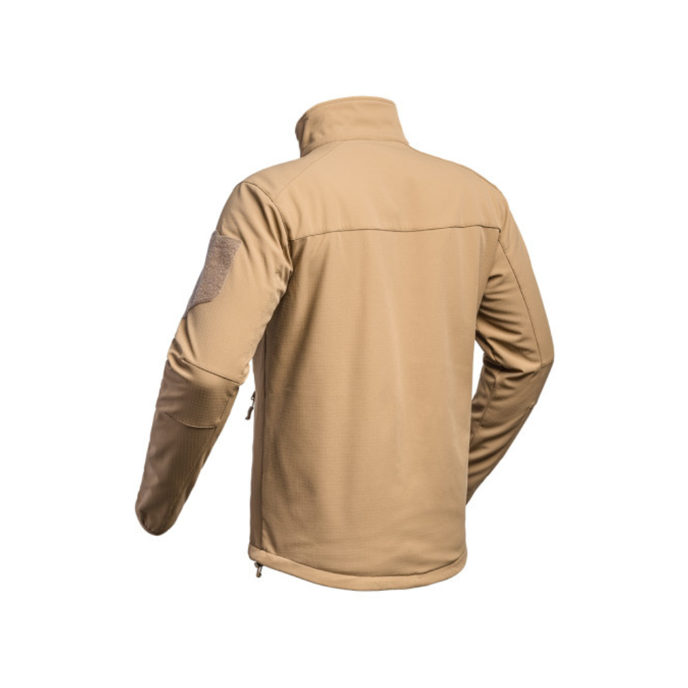 Veste Softshell Fighter Tan de la collection militaire A10 Equipment, résistante, ergonomique et fonctionnelle avec technologie Soft-Shell 3 couches