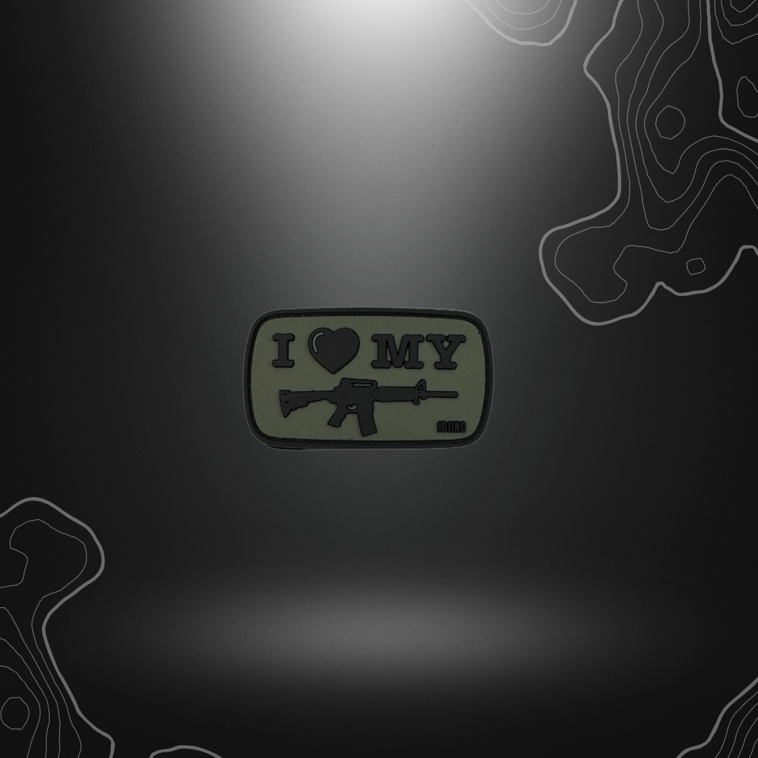 Affiche 'I Love My AR15' en basse visu sur matériau PVC