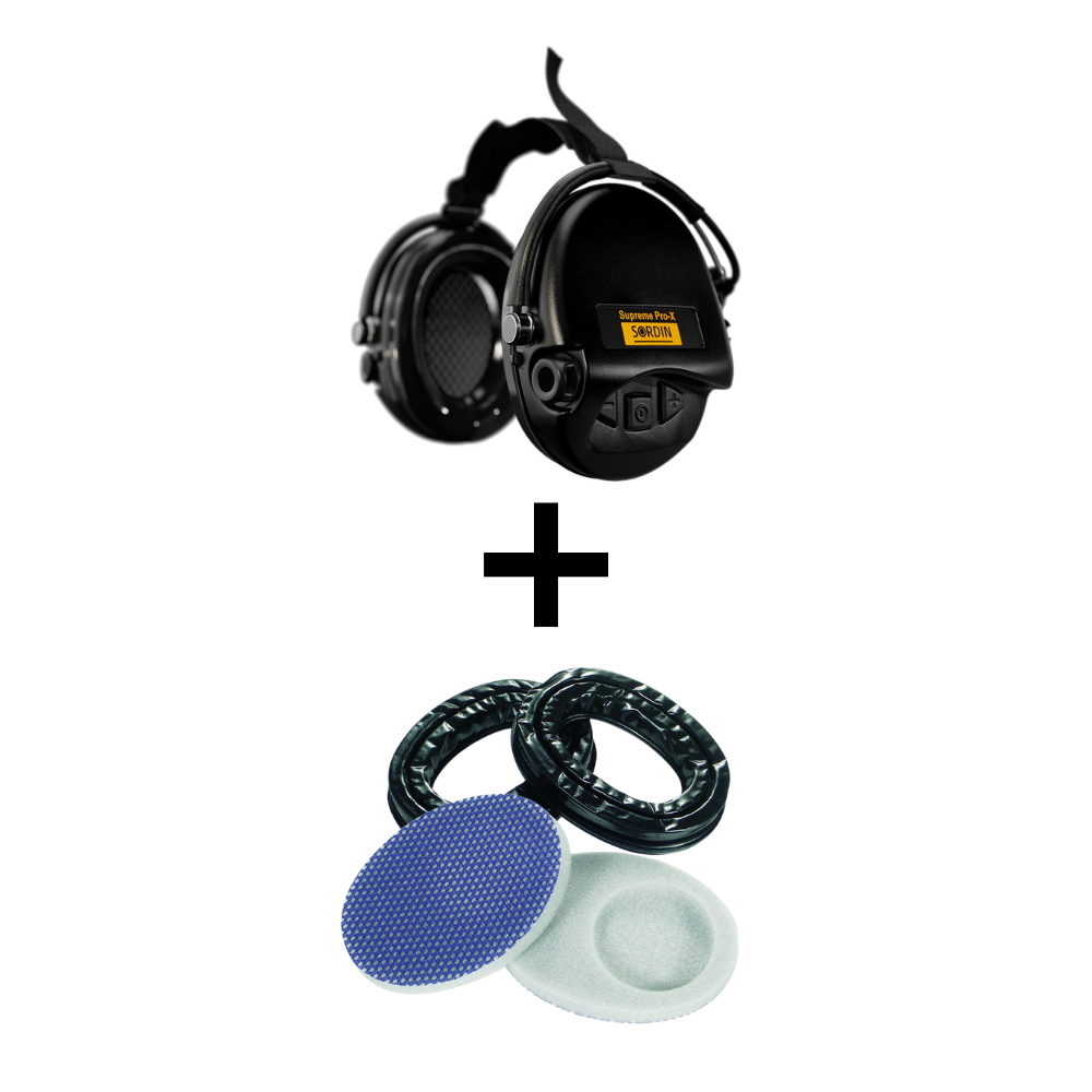 Serre-nuque Pro-X Supreme anti-bruit Sordin avec kit gel silicone pour une protection auditive optimale sous un casque tactique