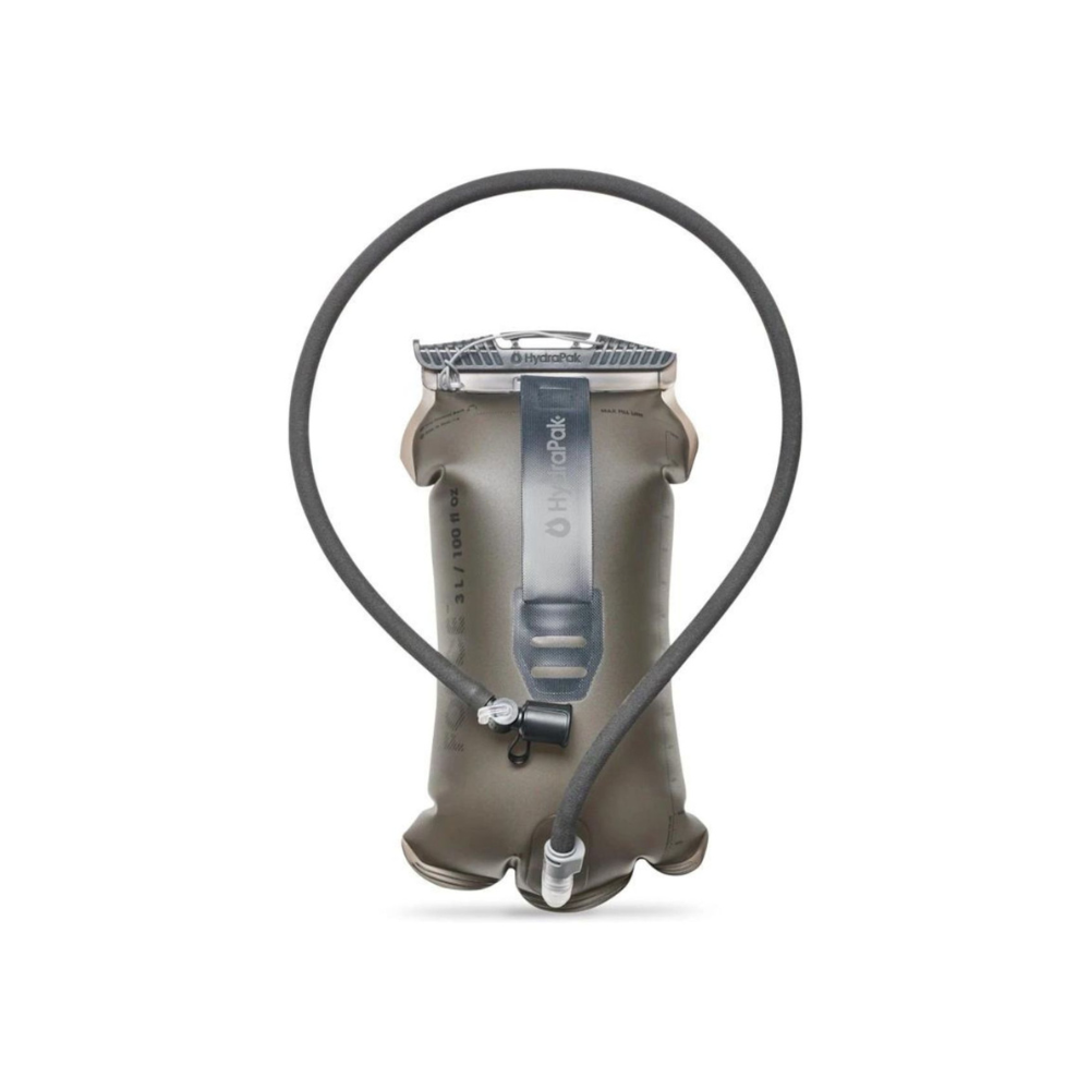 Hydrapak Force 3L réservoir d'hydratation en couleur Mammoth grey avec valve à haut débit, poignée en nylon 840D et tube HydraFusion pour une hydratation optimale, facile
