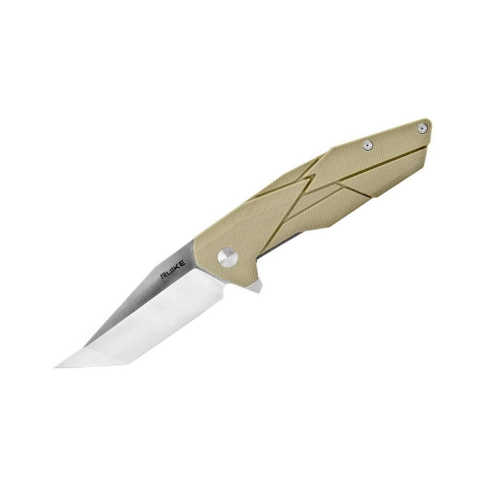 Couteau pliant Ruike P138W avec lame Tanto en acier inoxydable et poignée ergonomique G10 couleur désert