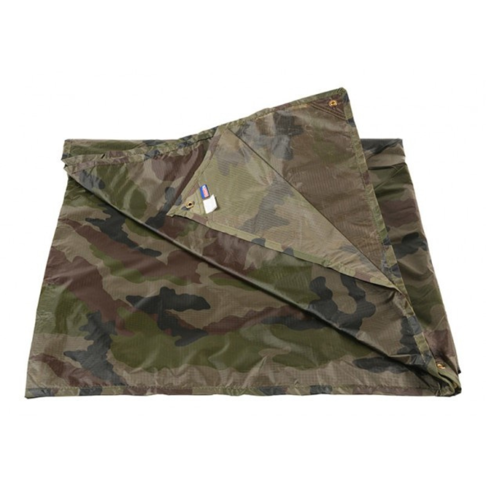 Image de la bâche de terrain Camo CE Ripstop 3x3m de CityGuard, fabriquée en polyester imperméable avec 12 œillets d'attache sur supports renforcés