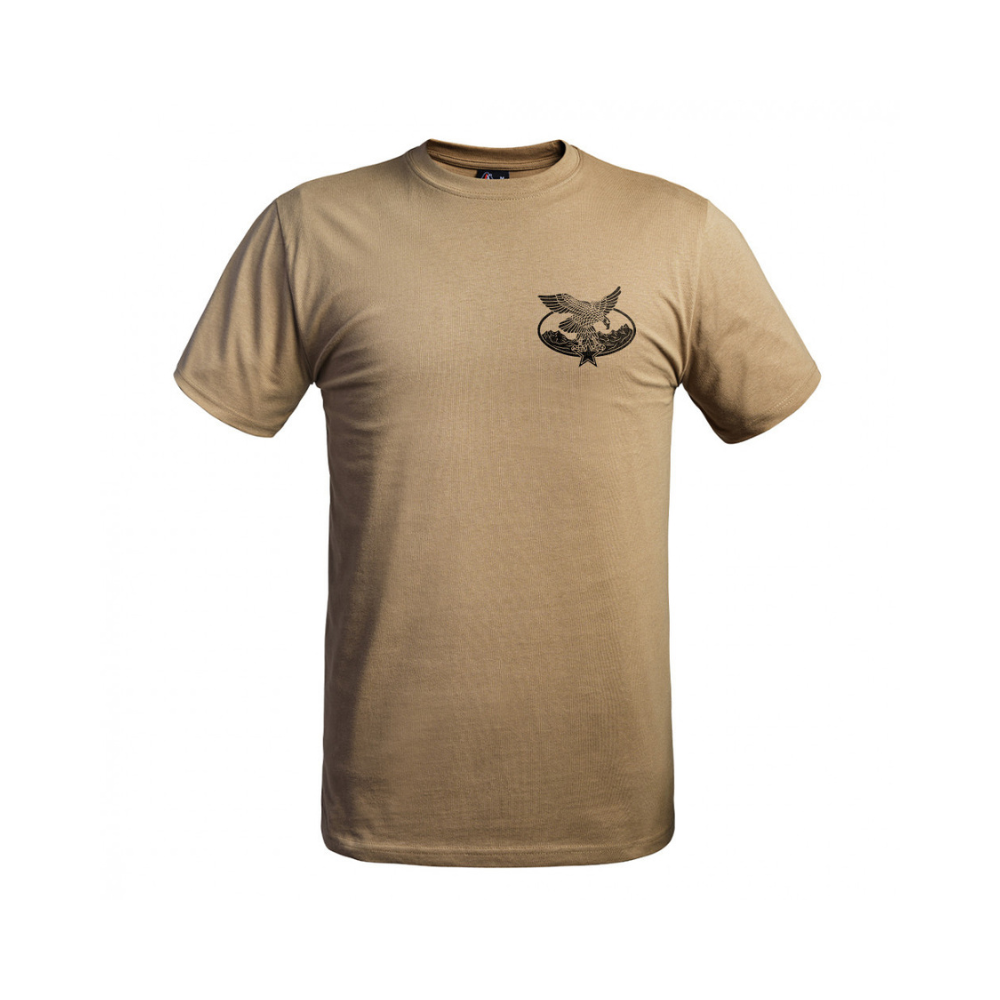 Logo Troupes de Montagne sur t-shirt vert olive en coton