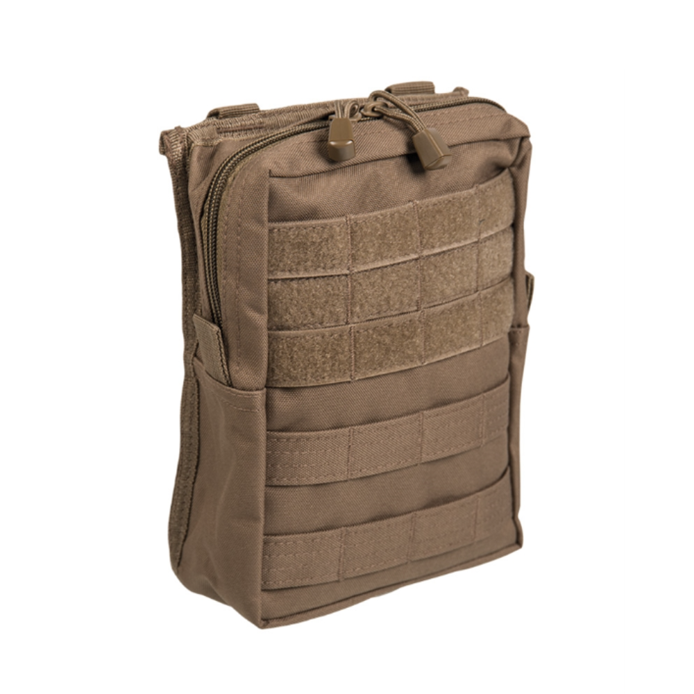 Grande pochette de ceinture Molle Admin en polyester de couleur coyote avec système de fixation Molle et fermeture à zip bidirectionnelle par Mil-Tec