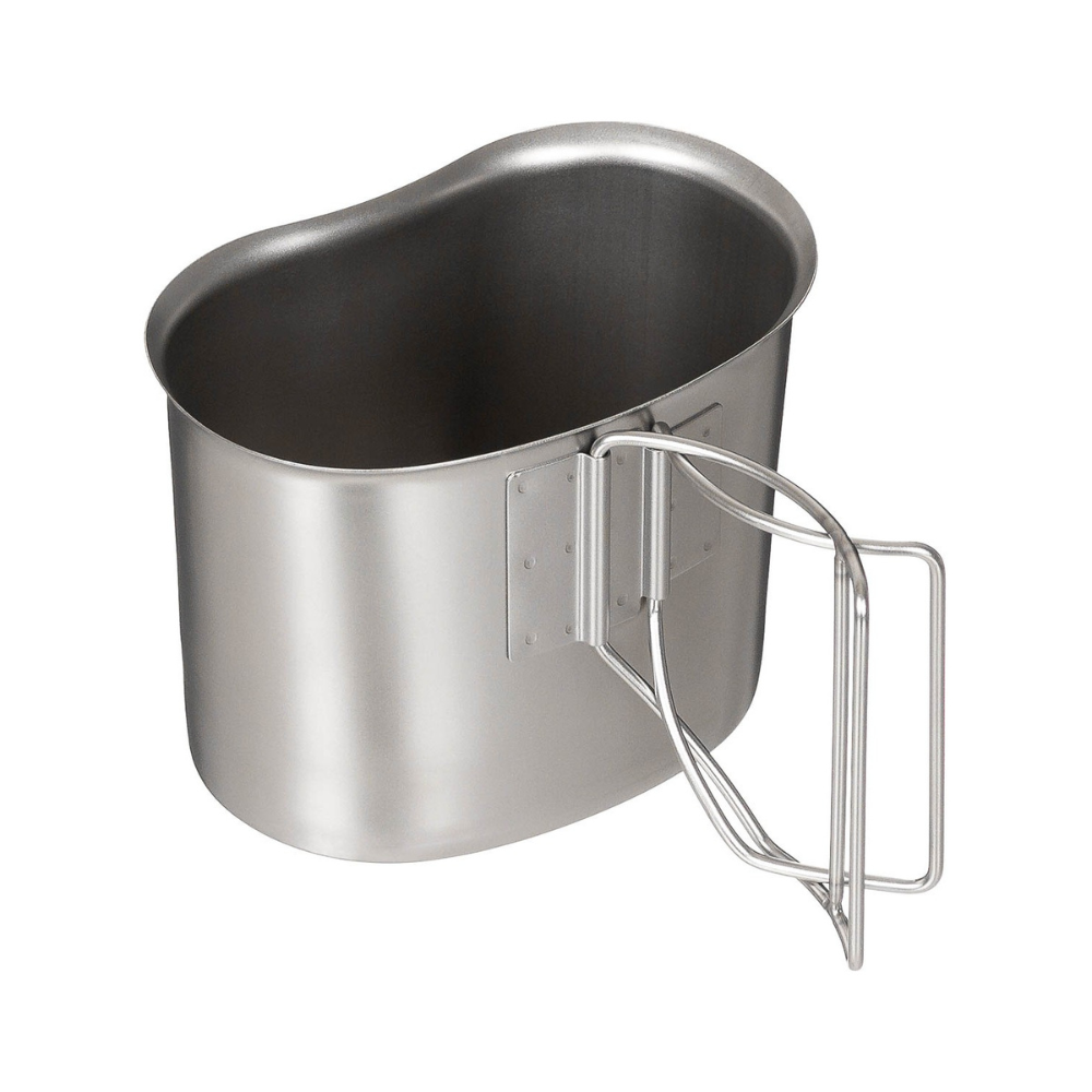 Quart US 500ml en aluminium MFH, support/réchaud pour cantine américaine de capacité 500 ml, dimensions 13x10x9 cm
