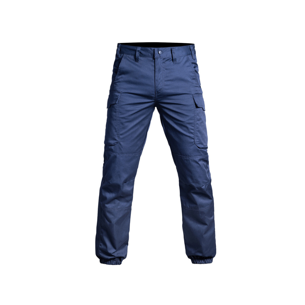 Pantalon bleu marine SÉCU-ONE avec bas élastiqué d'A10 Equipment pour la sécurité privée, résistant et ergonomique avec plusieurs poches fonctionnelles.