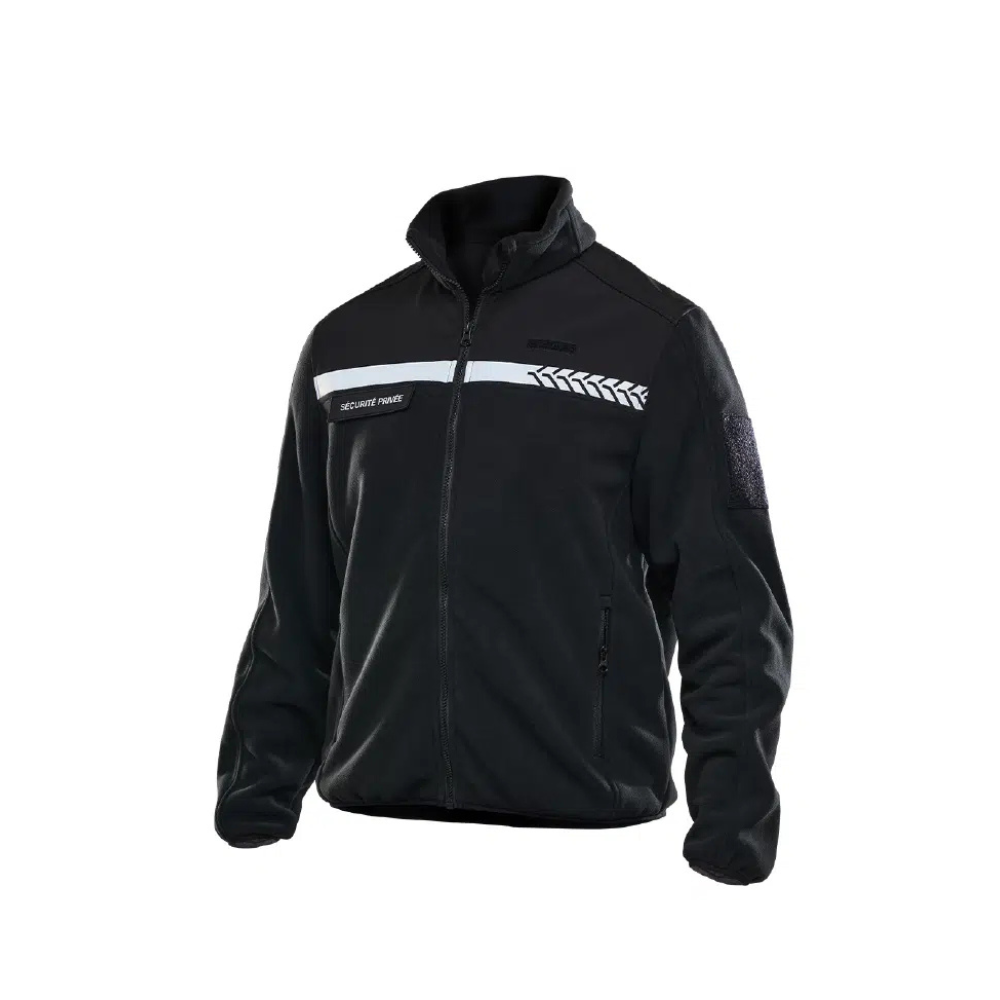 Image du Polo manches courtes de sécurité privée GK SAFETEK® en noir avec bande grise, tailles XS à 4XL