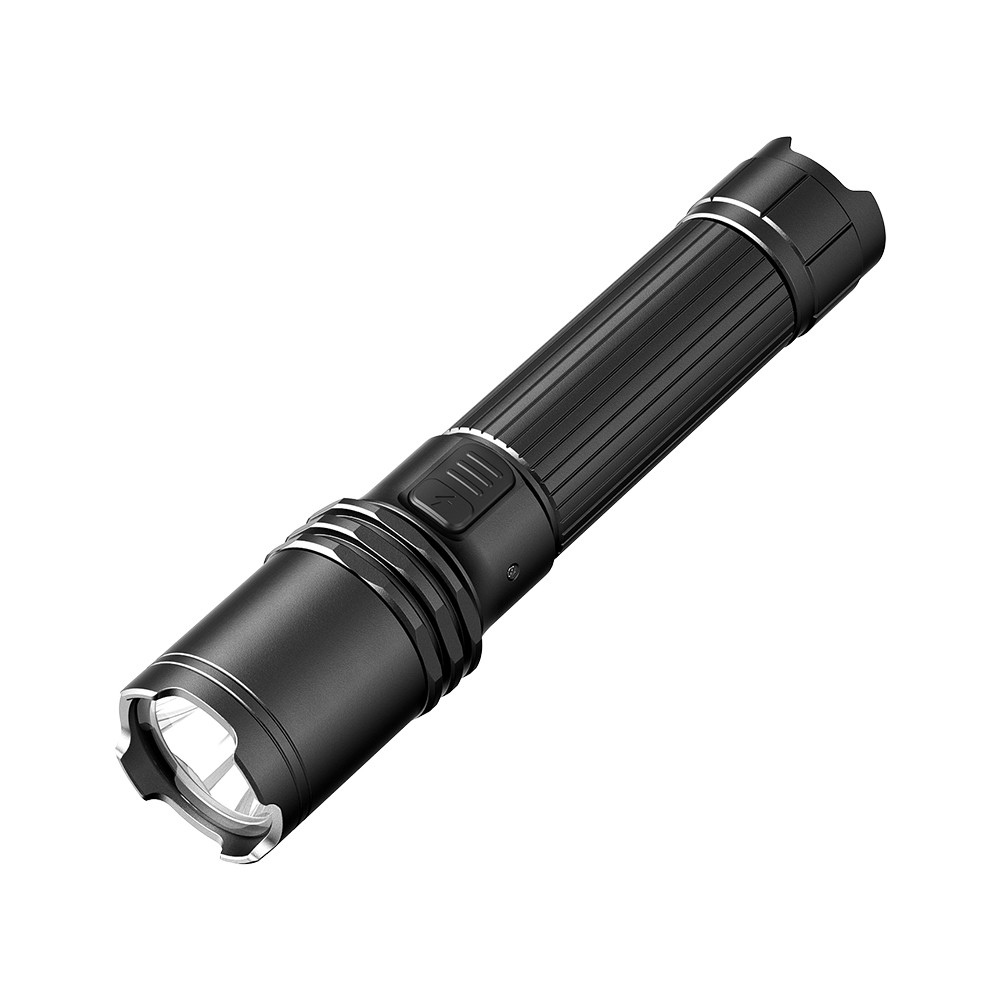Klarus A1 Pro 1300 Lumens lampe rechargeable noire, robuste et étanche avec prise USB-C intégrée et double interrupteur latéral.