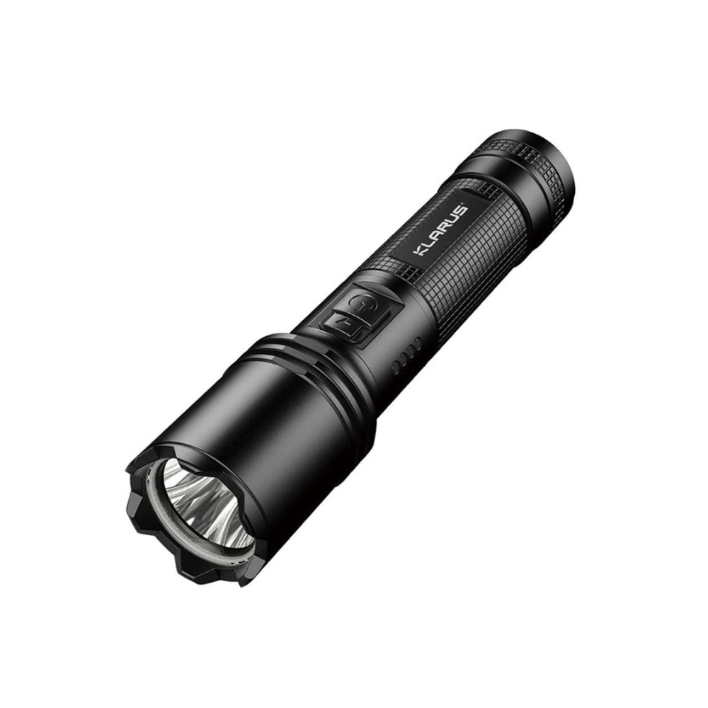 Klarus A1 1100 Lumens lampe tactique rechargeable en noir, résistant à la corrosion, aux chocs et à l'abrasion avec une portée d'éclairage maximale de 230 mètres