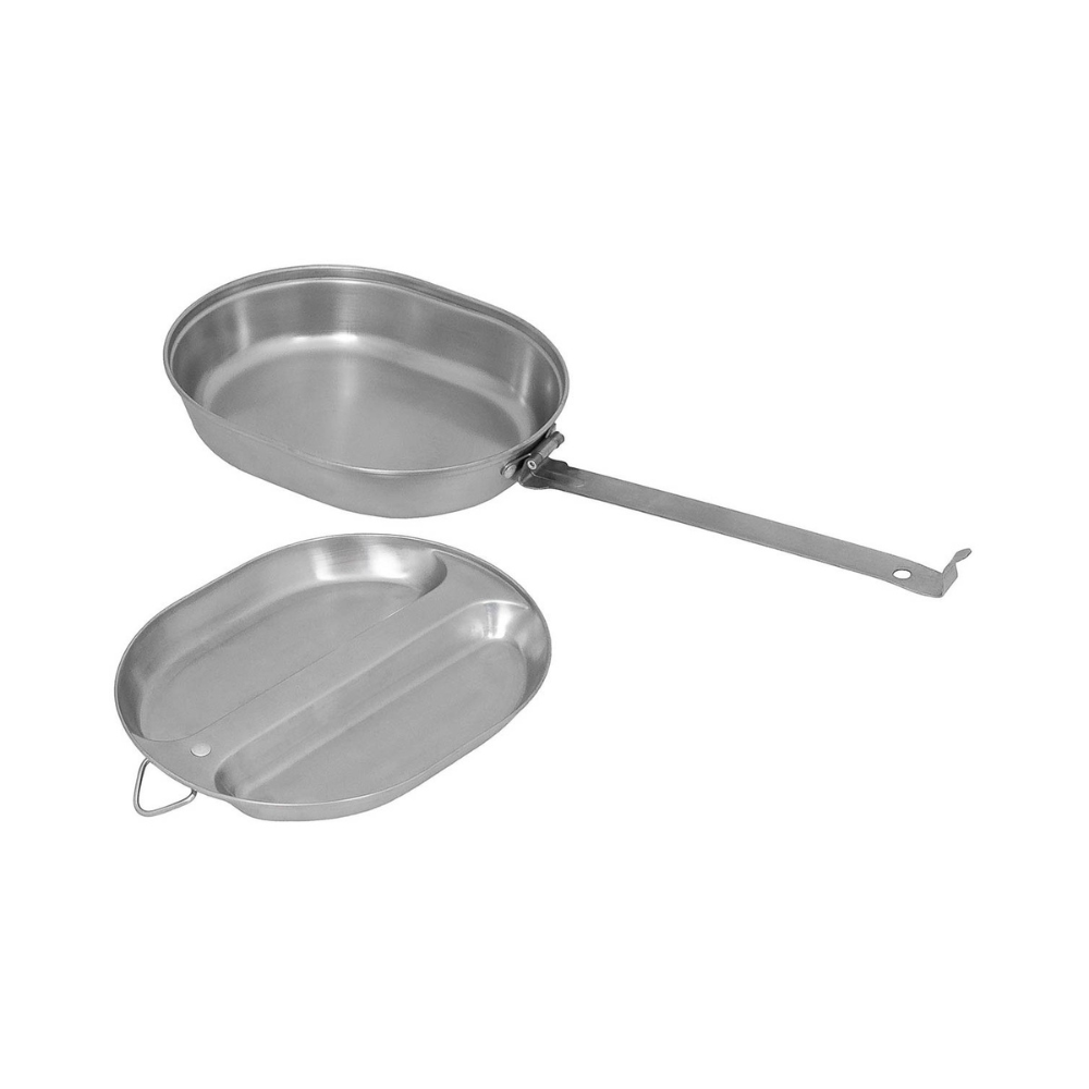 Ensemble de vaisselle en acier inoxydable 2 pièces de MFH comprenant une poêle et une assiette divisée