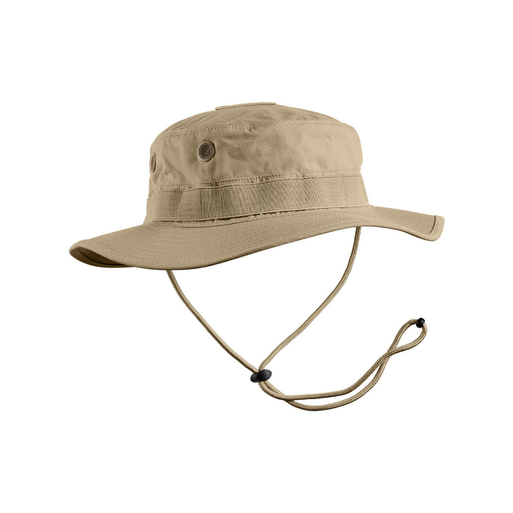 Bob tactique en tissu Ripstop 5.0 résistant avec lien de serrage et œillets d'aération, disponible en plusieurs coloris, de A10 Equipment.