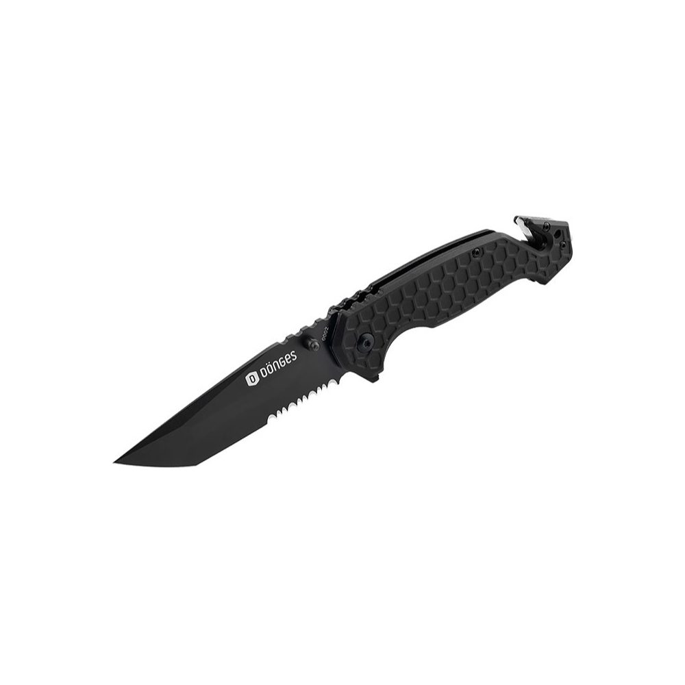 Un couteau pliant Böker Plus Dönges Basic Tactical robuste et pratique avec une lame Tanto en acier inoxydable 440A et un manche en aluminium anodisé antidérapant.