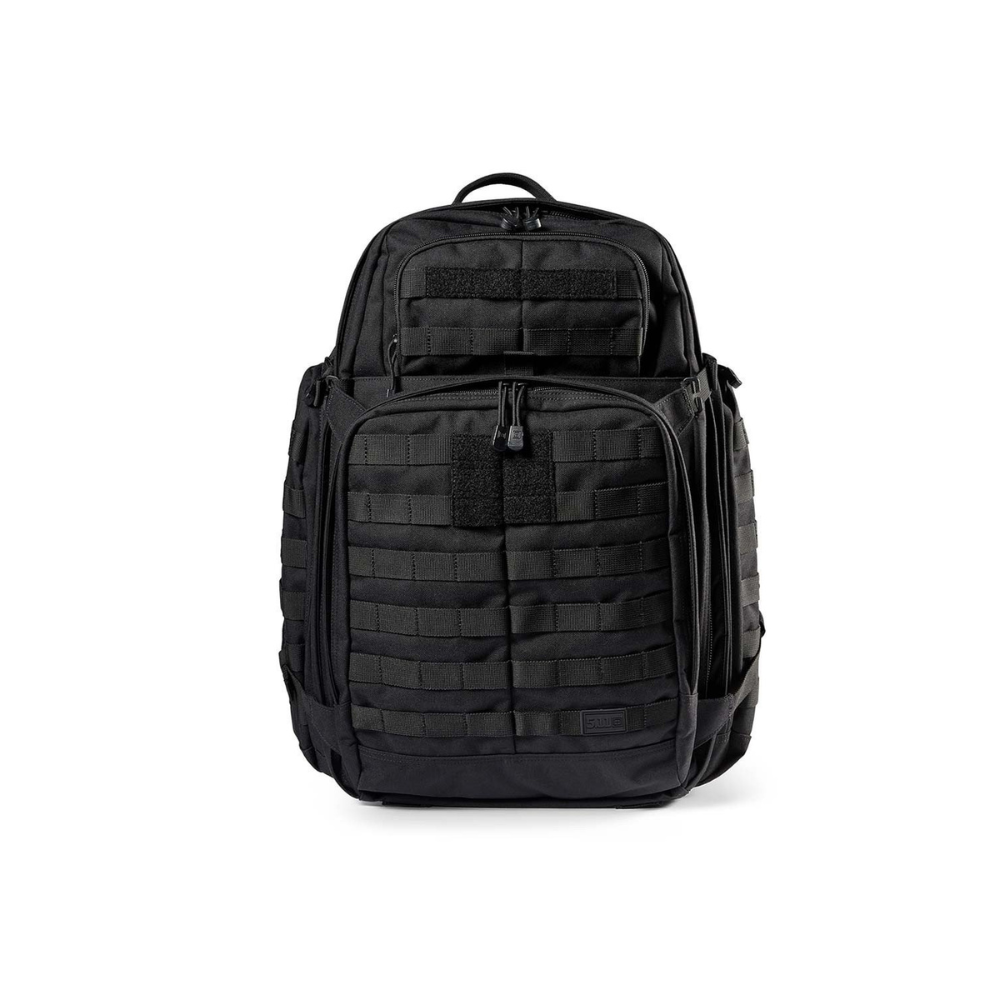 Sac à dos tactique noir 5.11 Rush 72 55L avec nombreux compartiments et fourre-tout extérieur