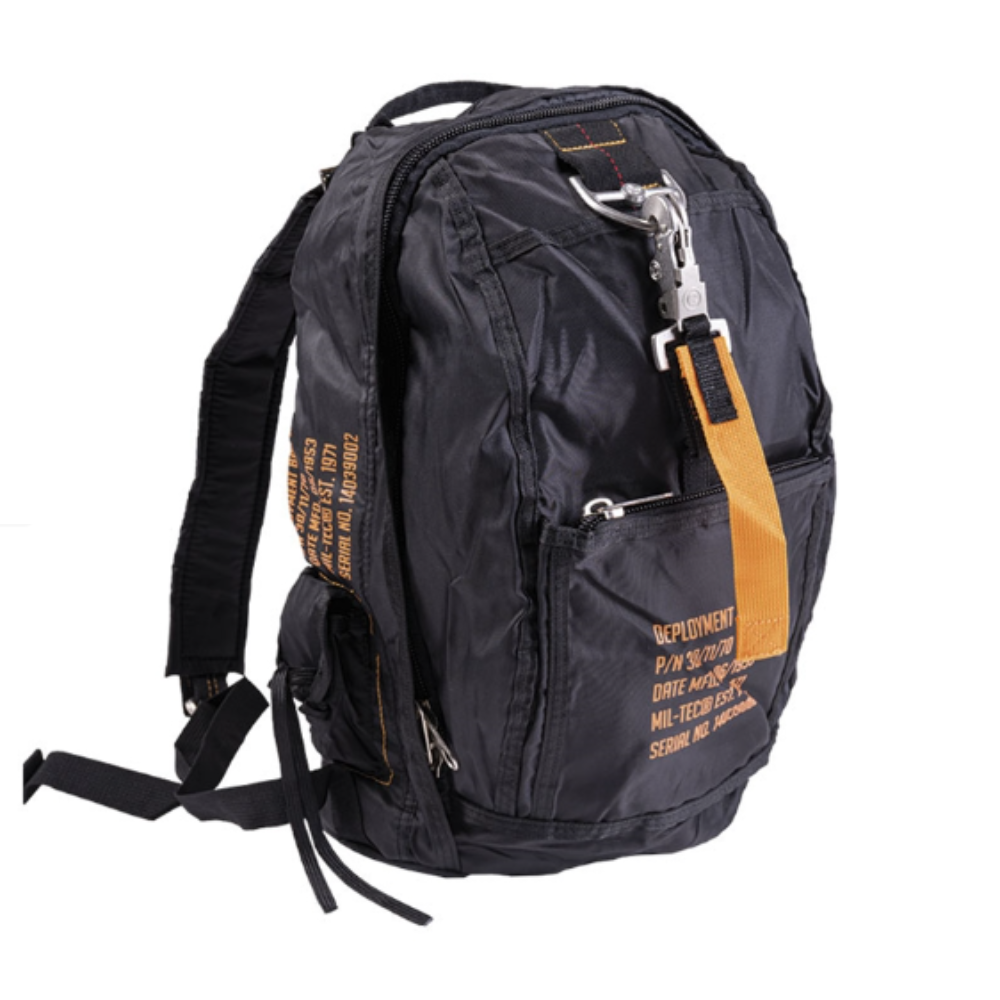 Sac à dos militaire Mil-Tec Para 6 Deployment en nylon, avec doublure en polyester, poids 630g, dimensions 44x30x12cm, plusieurs compartiments avec zip, renforcement d'épaule,