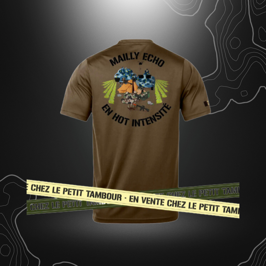 Design exclusif du T-shirt Mailly Echo par Mike Echo, un souvenir unique pour les vétérans du CENTAC