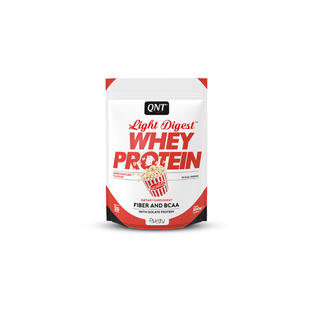 Light Digest Whey Protein Popcorn 500g de QNT pour amélioration des performances sportives et soutien de la perte de poids