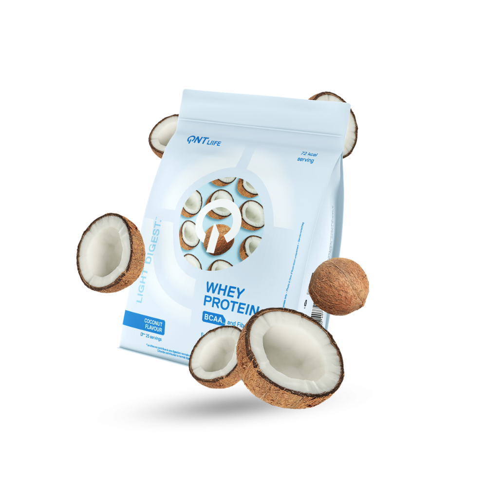 Pot de Whey Protein Light Digest Coco 500g de QNT pour amélioration des performances sportives et perte de poids