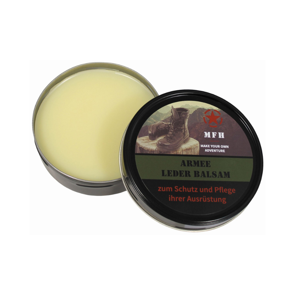 Entretien de cuir Balsam Army incolore 150ml MFH, qualité supérieure, pour tous types de cuir et membranes respirantes, hydrofuge