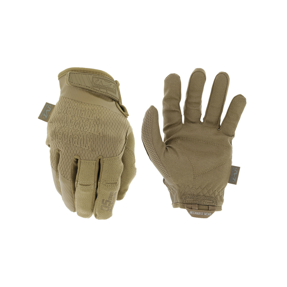 Gants de palpation Mechanix Specialty 0.5mm avec tissu respirant TrekDry®, microfibre AX-Suede™, compatible écran tactile, ajustement auto-agrippant et boucle de transport