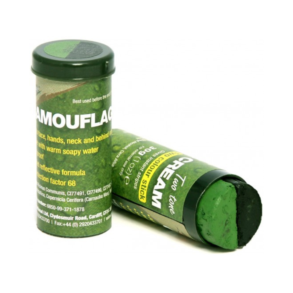 Tube de camouflage BCB en deux couleurs noir et vert, hydratant et avec protection solaire, facile à enlever et répulsif contre les insectes