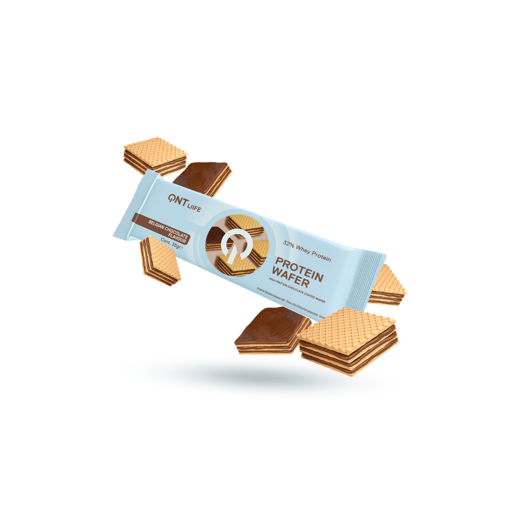 Barre protéinée Protein Wafer au chocolat belge de QNT, snack sain et faible en sucre pour sportifs et actifs