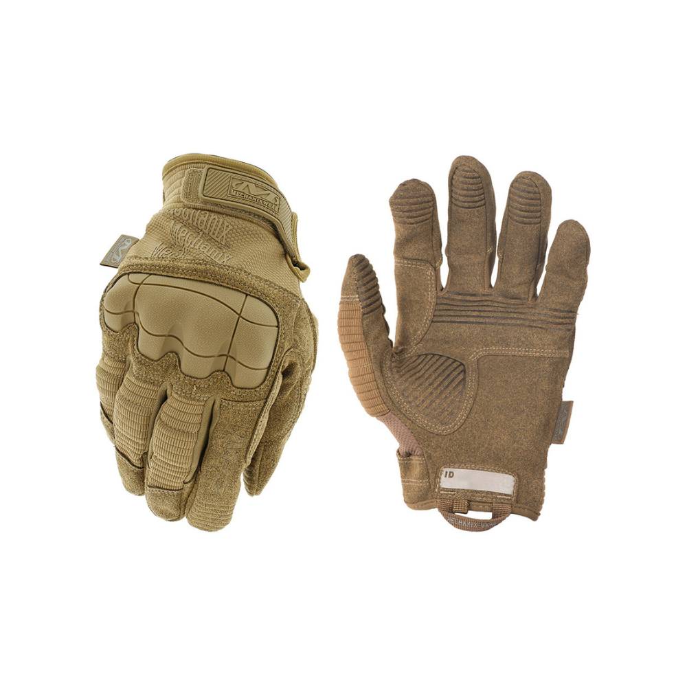 Gants d'intervention coqués M-Pact 3 de Mechanix en tissu respirant, avec renforts pour protection des articulations, destinés aux Armées et Forces de l'Ordre, disponibles en coloris