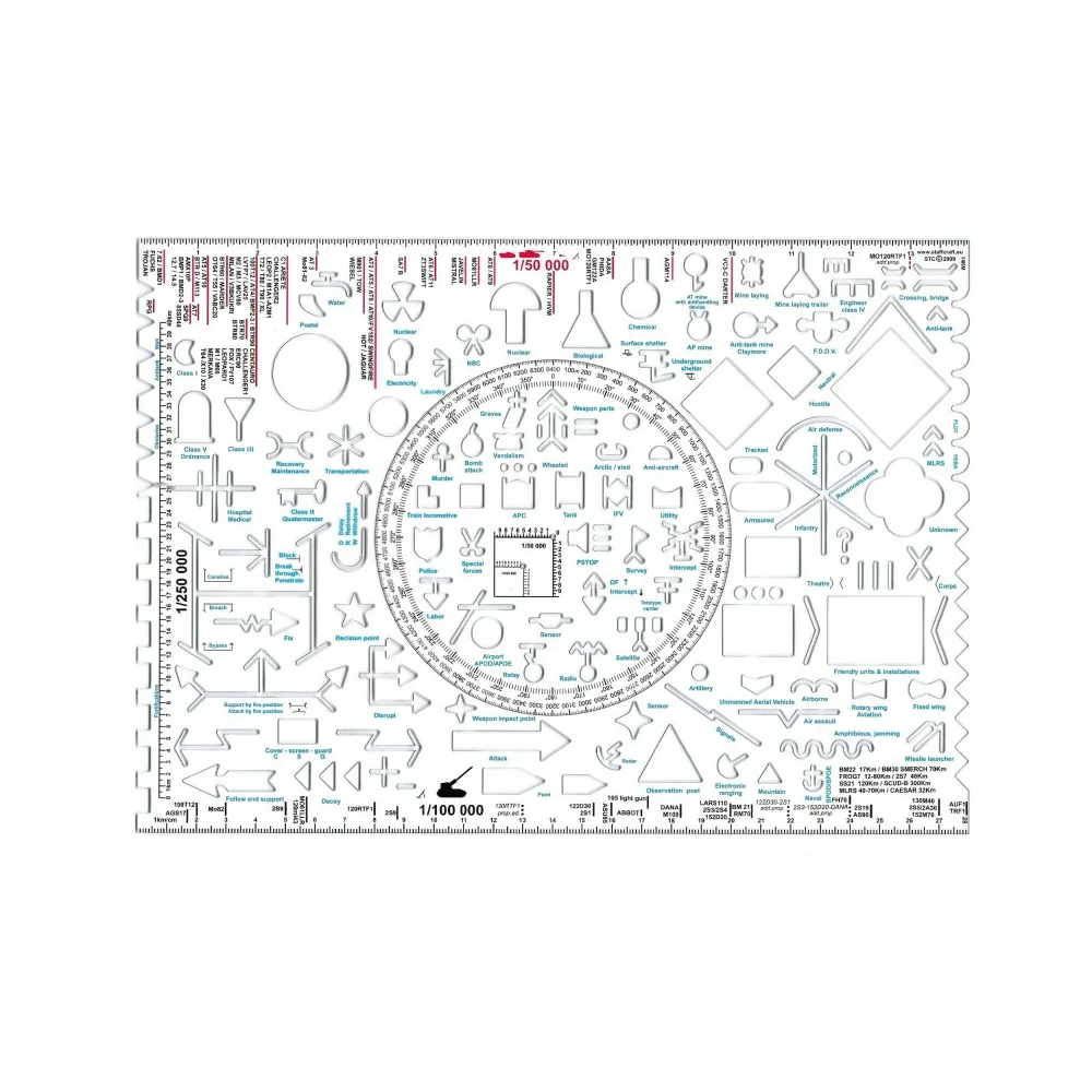 Normographe OTAN RTS, outil de rédaction d'ordres d'opération pour officiers d'état-major, format A4, résistant et souple avec symboles conformes à l'APP