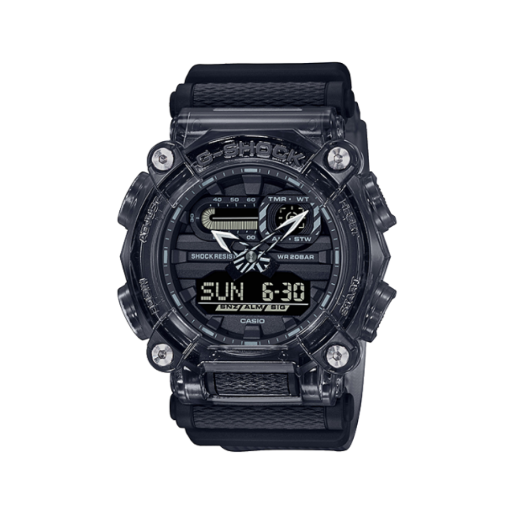 Montre G-Shock GA-900SKE-8AER noir de Casio ultra-résistante avec un style industriel, cadran analogique-numérique et bracelet antidérapant