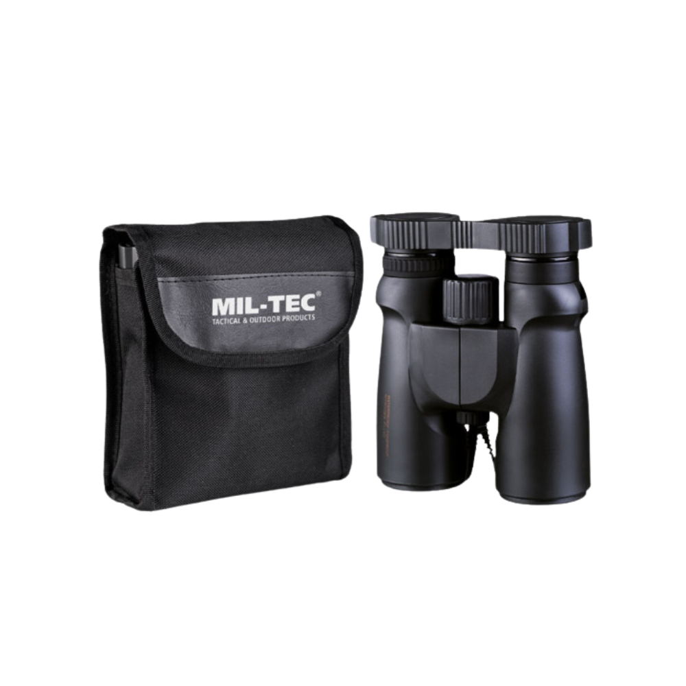 Jumelles étanches 8x42 noires de la marque Mil-Tec avec sac de transport et capuchon de protection
