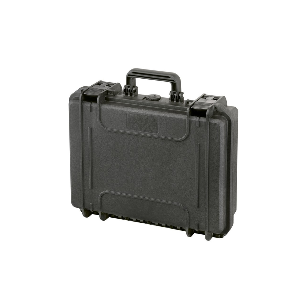 Valise de transport étanche noire MAX380 H115S de Max Cases, résistante aux chocs et offrant une protection supérieure contre l'eau et la poussière.
