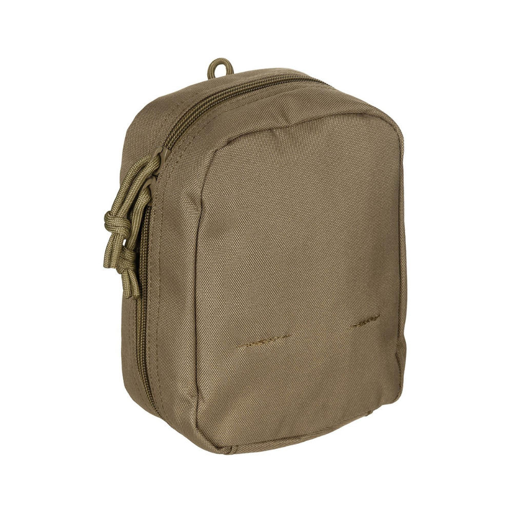 Poche Molle petit multi-usage de couleur tan, MFH, avec compartiment rabattable, fermeture éclair à double sens, connexions élastiques latérales et boucles de fixation Molle,