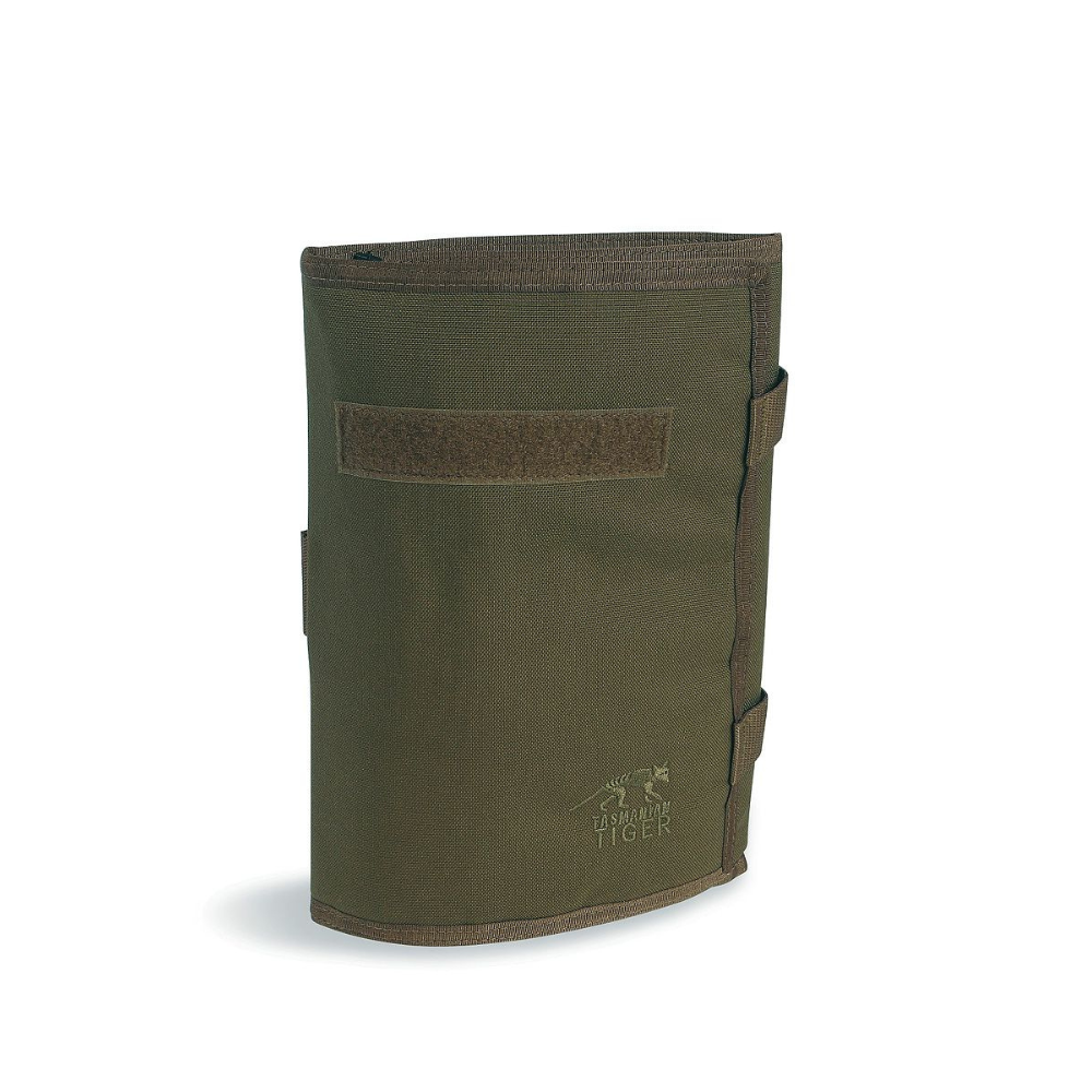 Porte carnet pilote TT Pilotpad vert olive de Tasmanian Tiger, avec pince, protection contre la pluie, poches pour stylo et lampe, poche filet et transparente, élastique pour