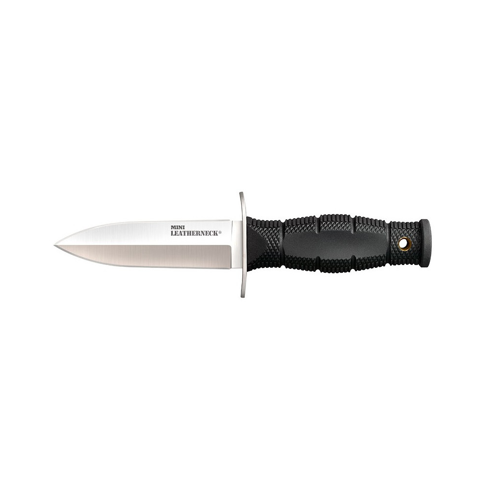 Mini Leatherneck Spear Point Cold Steel, couteau à double tranchant en acier 8Cr13MoV avec poignée Kray-Ex et gaine Secure-Ex robuste.
