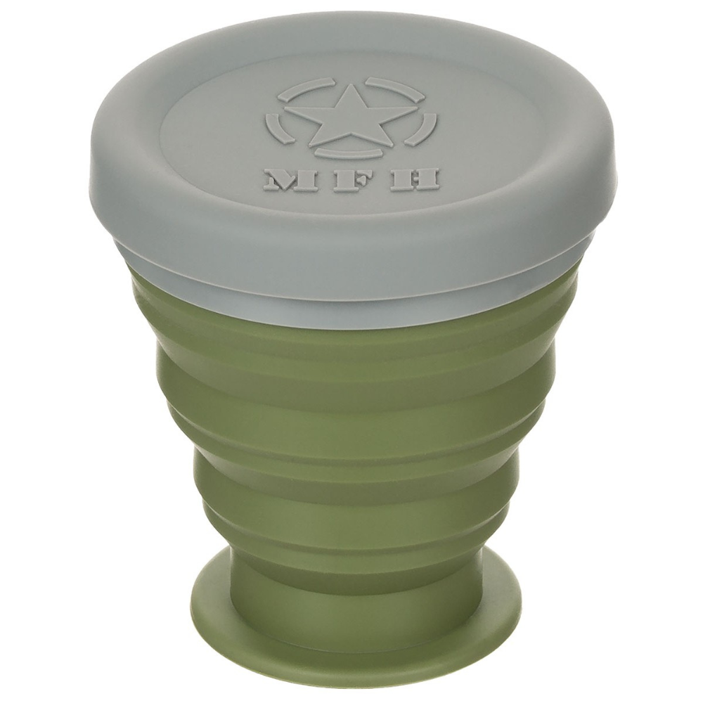 Vert gobelet pliable en silicone 200ml par MFH, léger, compact, résistant à la chaleur, lavable au lave-vaisselle, sans BPA