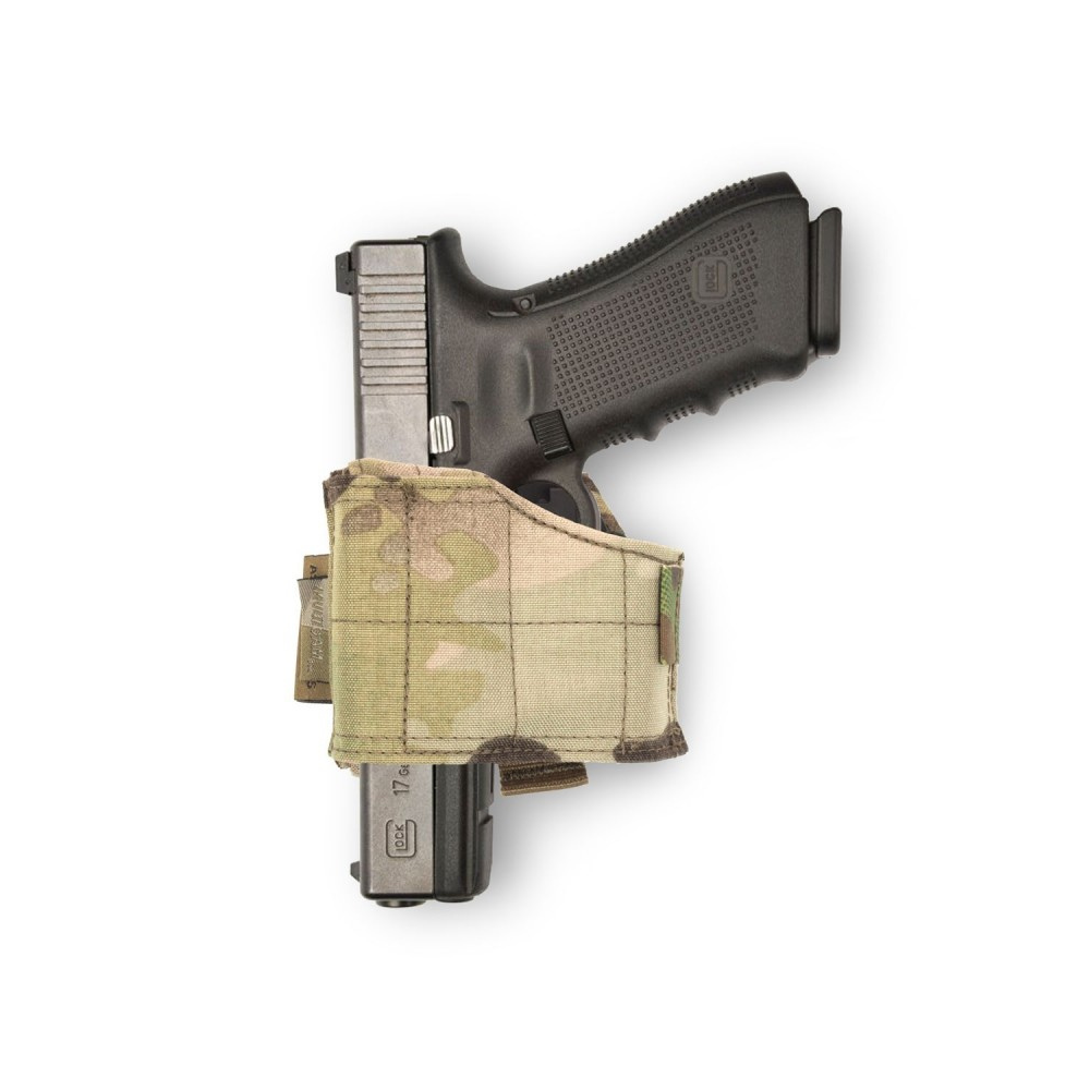 Holster universel multicam Warrior Assault pour gaucher avec fermeture velcro et attachements MOLLE