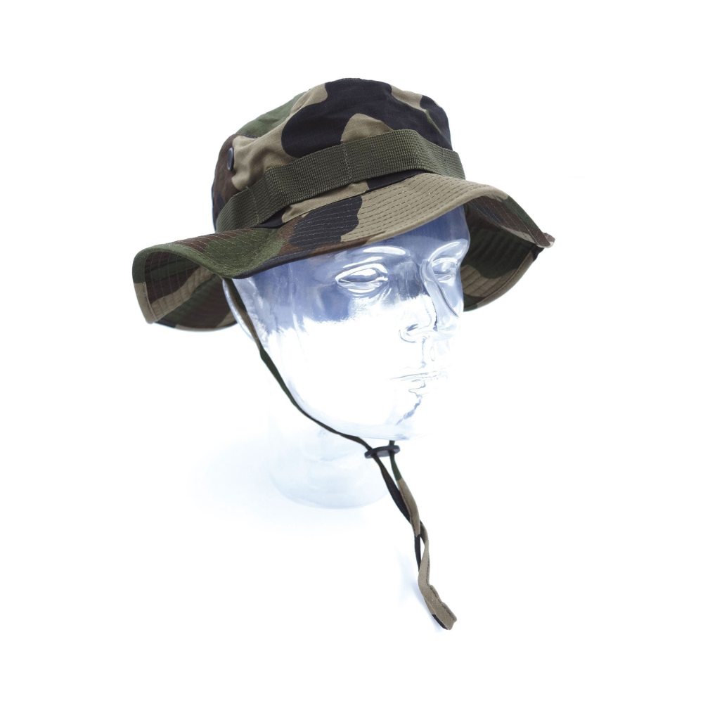 Chapeau de brousse militaire en camouflage CE, résistant et déperlant, idéal pour la protection contre le soleil, la chaleur et l'humidité