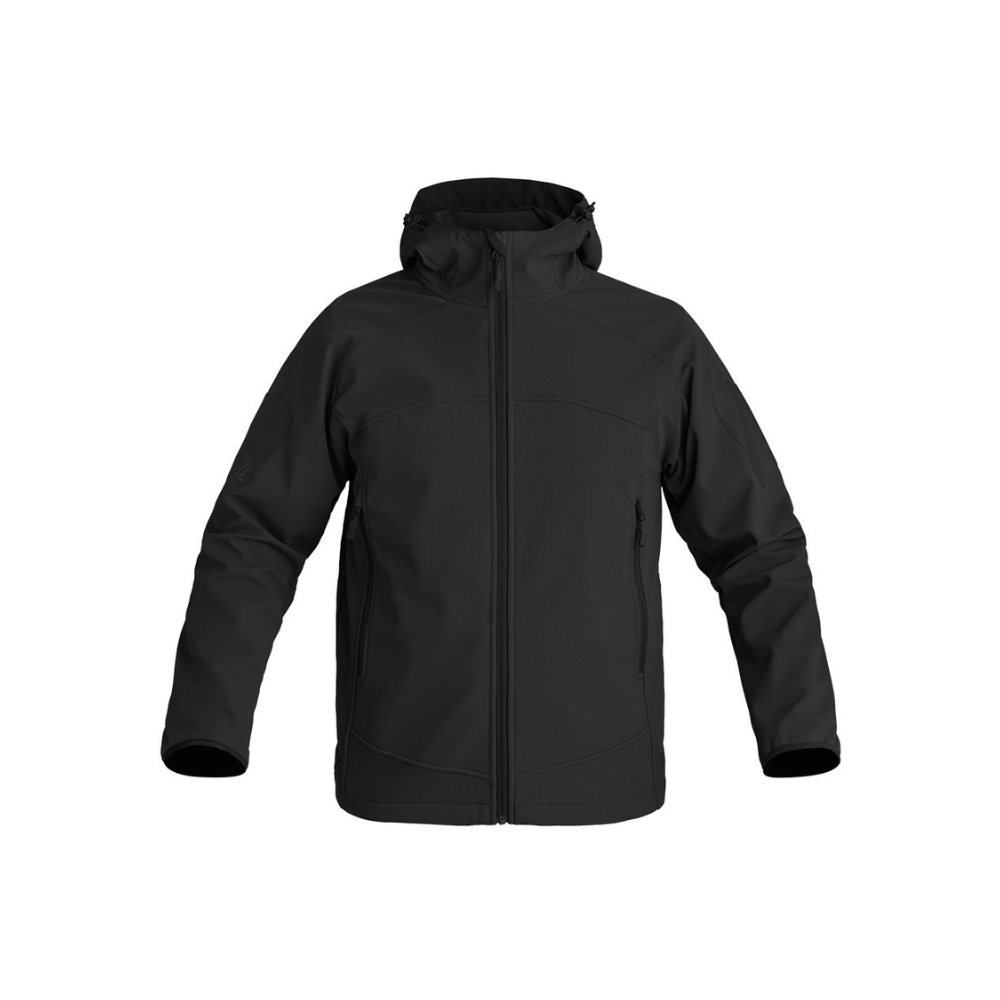 Veste Softshell Instructor de la marque A10 Equipment, imperméable, respirante et coupe-vent, avec doublure polaire et technologie Soft-Shell 3 Layers, en tissu résistant Ripstop