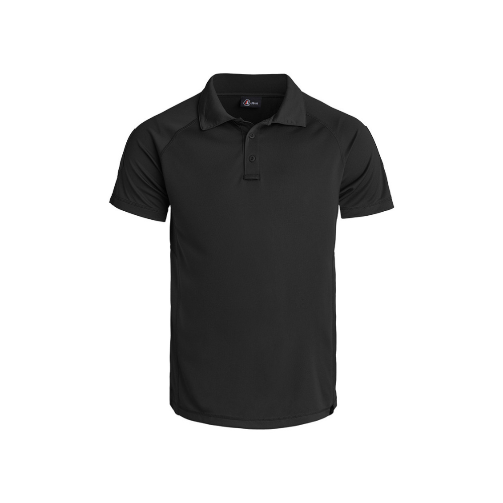 Polyester noir Polo Instructor par A10 Equipment, conçu pour la résistance, le confort et la fonctionnalité, avec tissu respirant et séchage rapide.