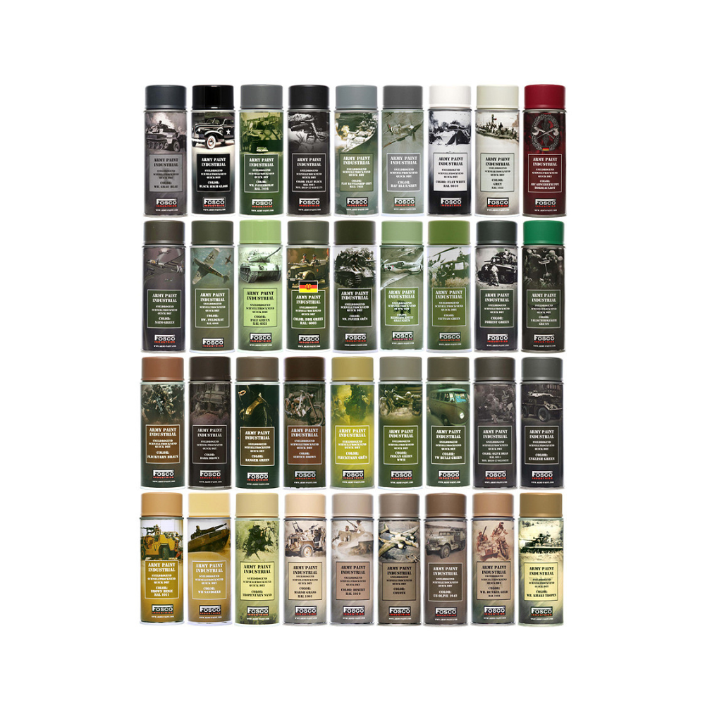 Bombe de peinture militaire Fusco 400ml pour tous usages et toutes surfaces, séchage rapide