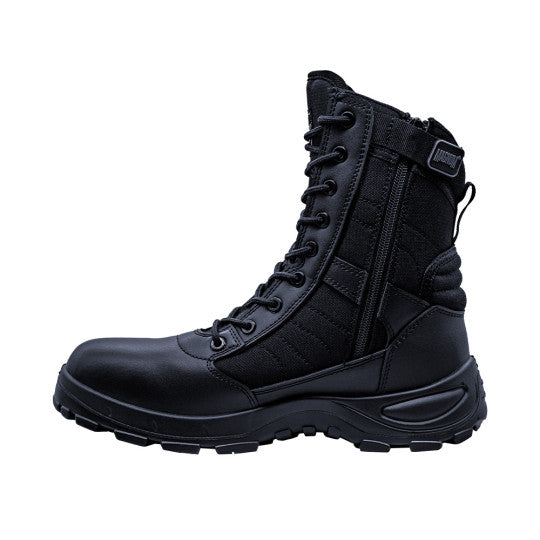 Chaussures Rangers Centurion Plus 8.0 de Magnum en cuir noir, idéales pour les Forces de l'Ordre et la Sécurité Privée, respirantes, confortables et résistantes aux hydro