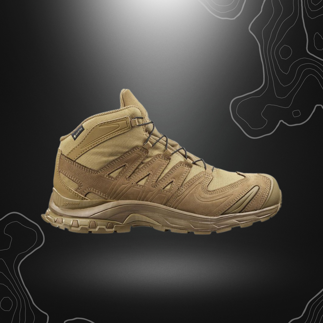 Chaussures de randonnée Salomon XA Pro Mid Forces GTX en couleur Coyote, légères et résistantes pour une stabilité et une protection optimale du pied
