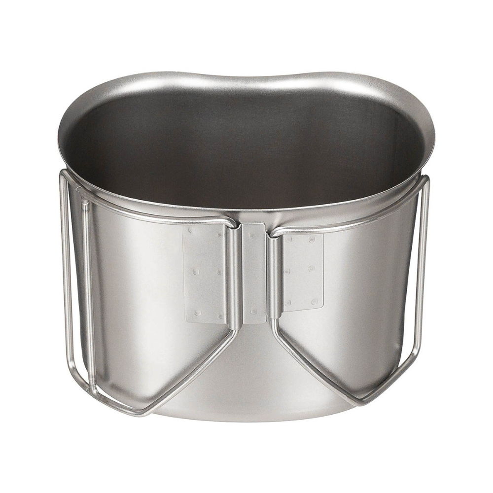Quart US 500ml en aluminium MFH, support/réchaud pour cantine américaine de capacité 500ml, dimensions 13x10x9 cm