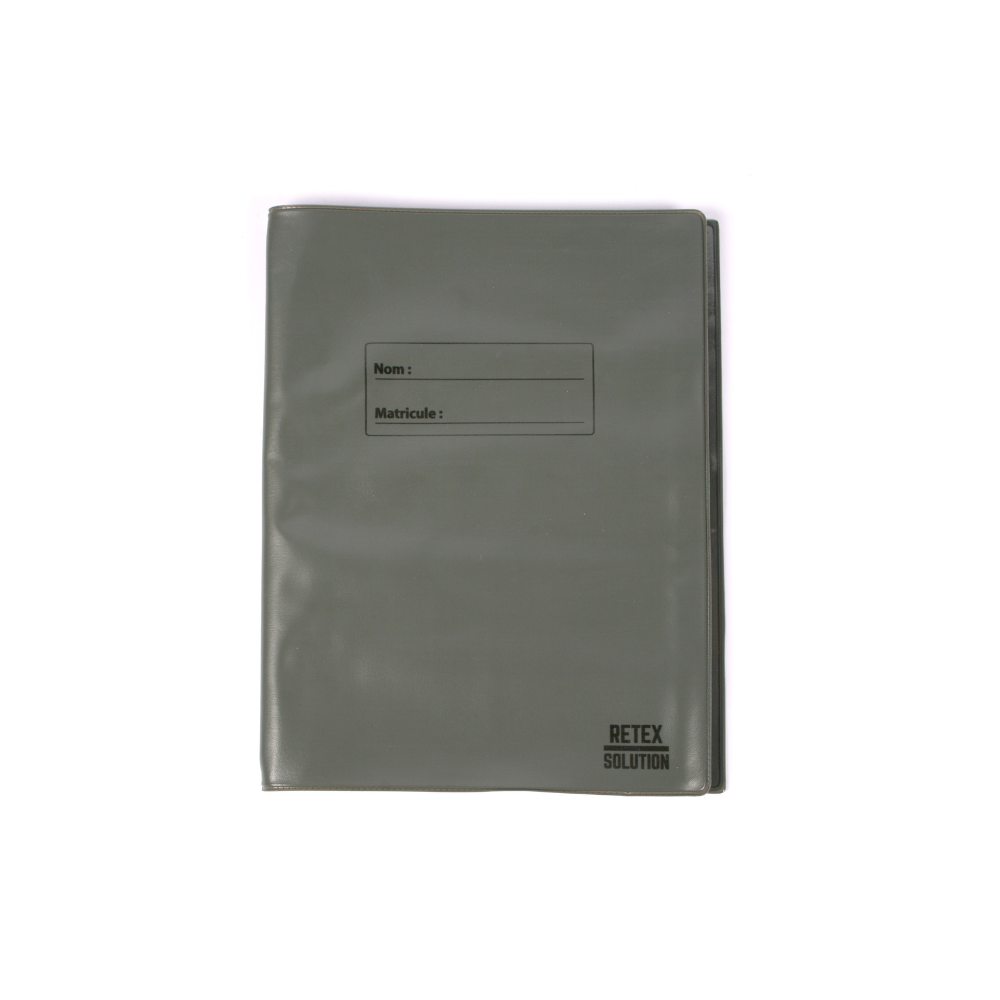Vert A5 Chef de groupe carnet porte-vues fabriqué en France avec couverture semi-rigide et pochette PVC cristal grainée par Retex Solution